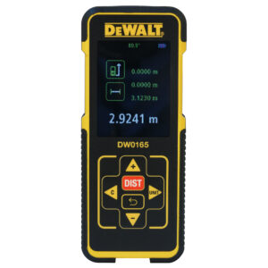 DEWALT DW0165N 50M 165FT. LASER DISTANCE MEASURER FOR DISTANCE AREAAND VOLUME MEASUREMENT WITH COLOUR SCREEN
